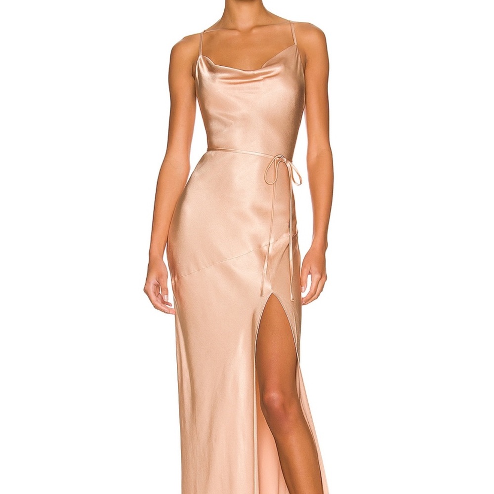 Shona Joy Satin Slip Dress in Champagne